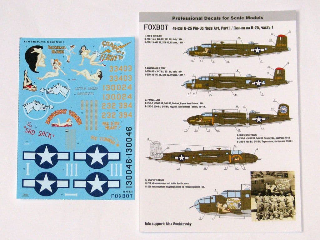 1/48 B-25G/H/J Mitchell Pin-Up Nose Art w/o Stencils Part 4 Details about   Foxbot 48-044